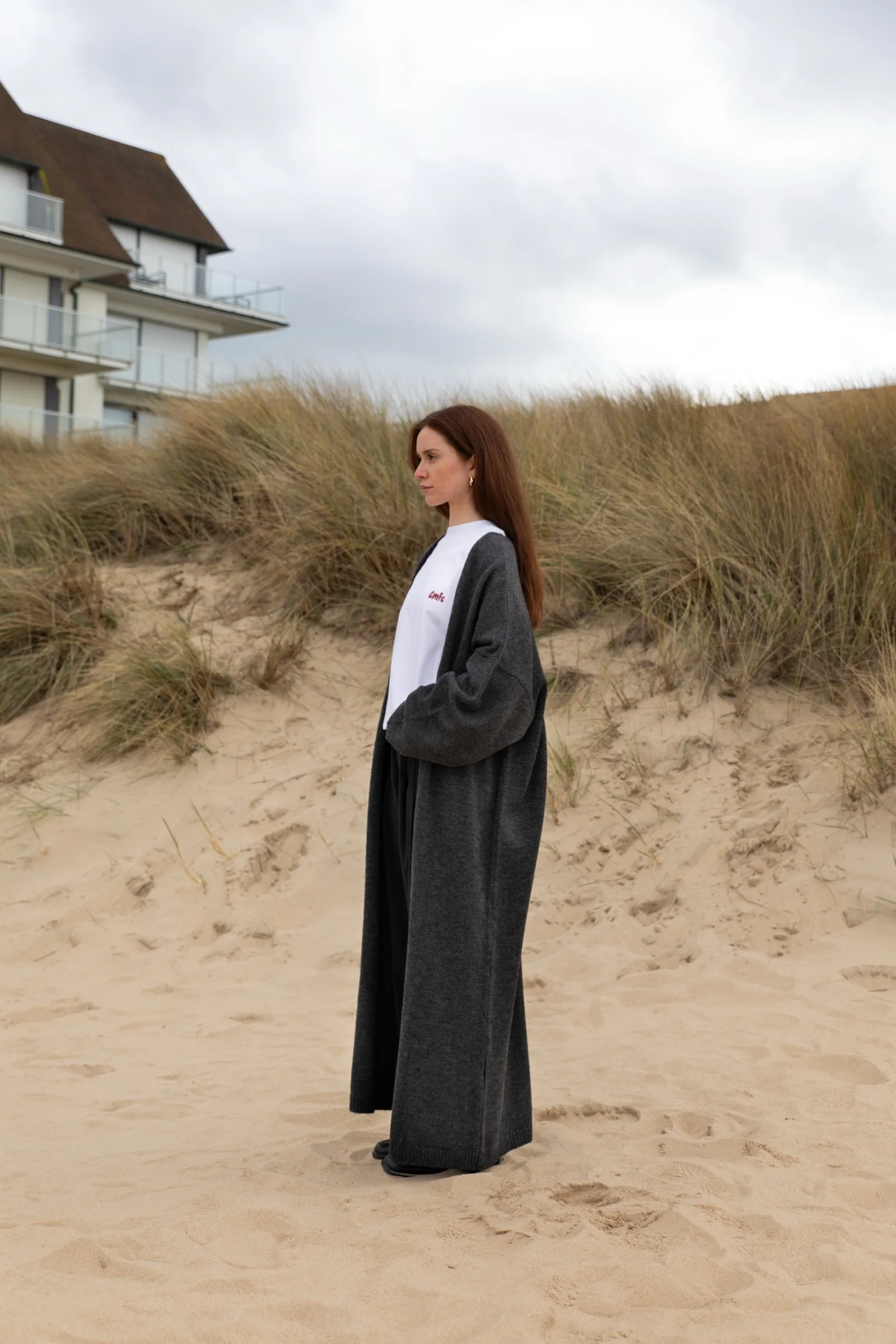 chunky maxi cardigan - grey
