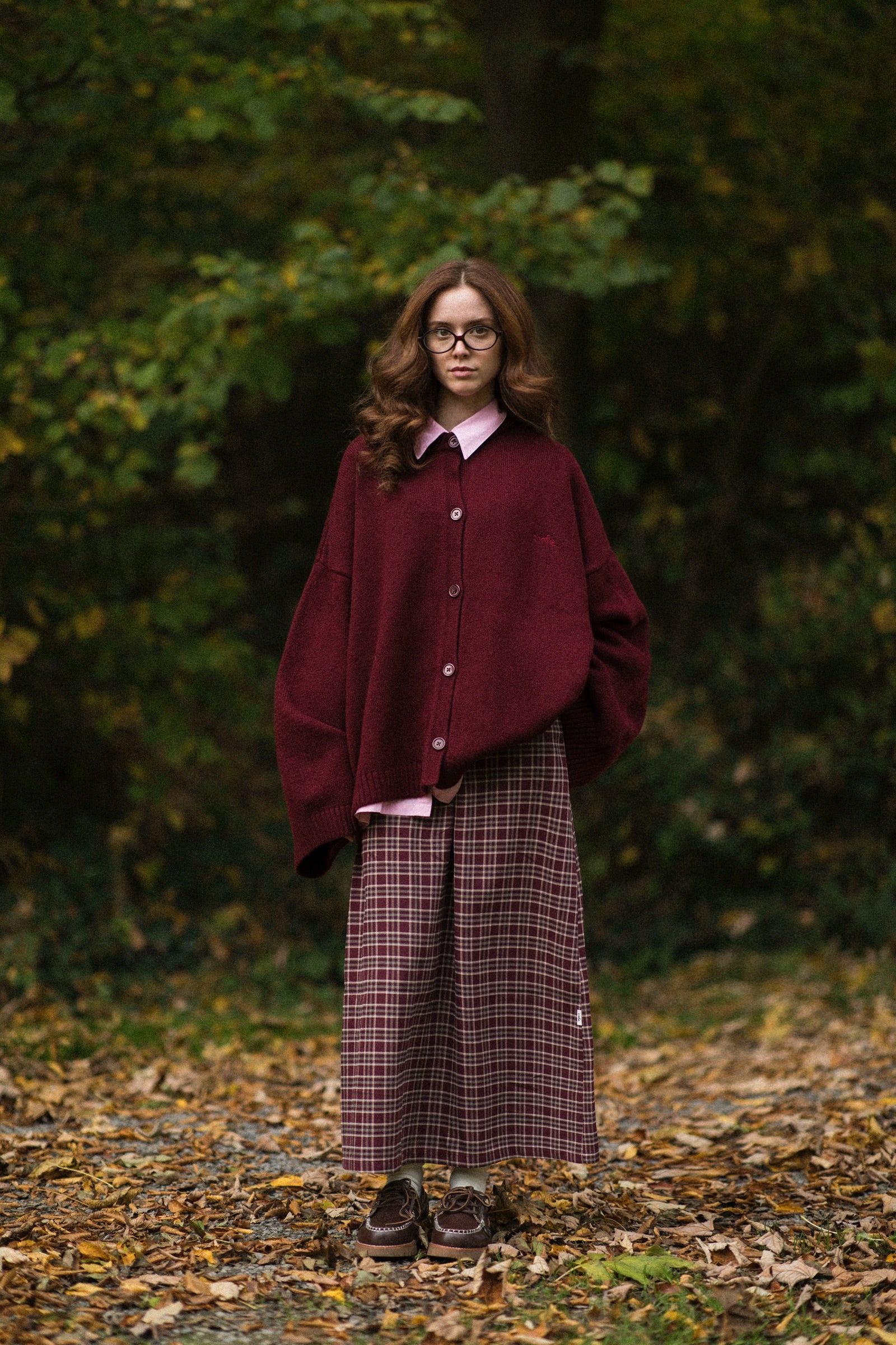 cmfe. knit cardigan - maroon - Image 2