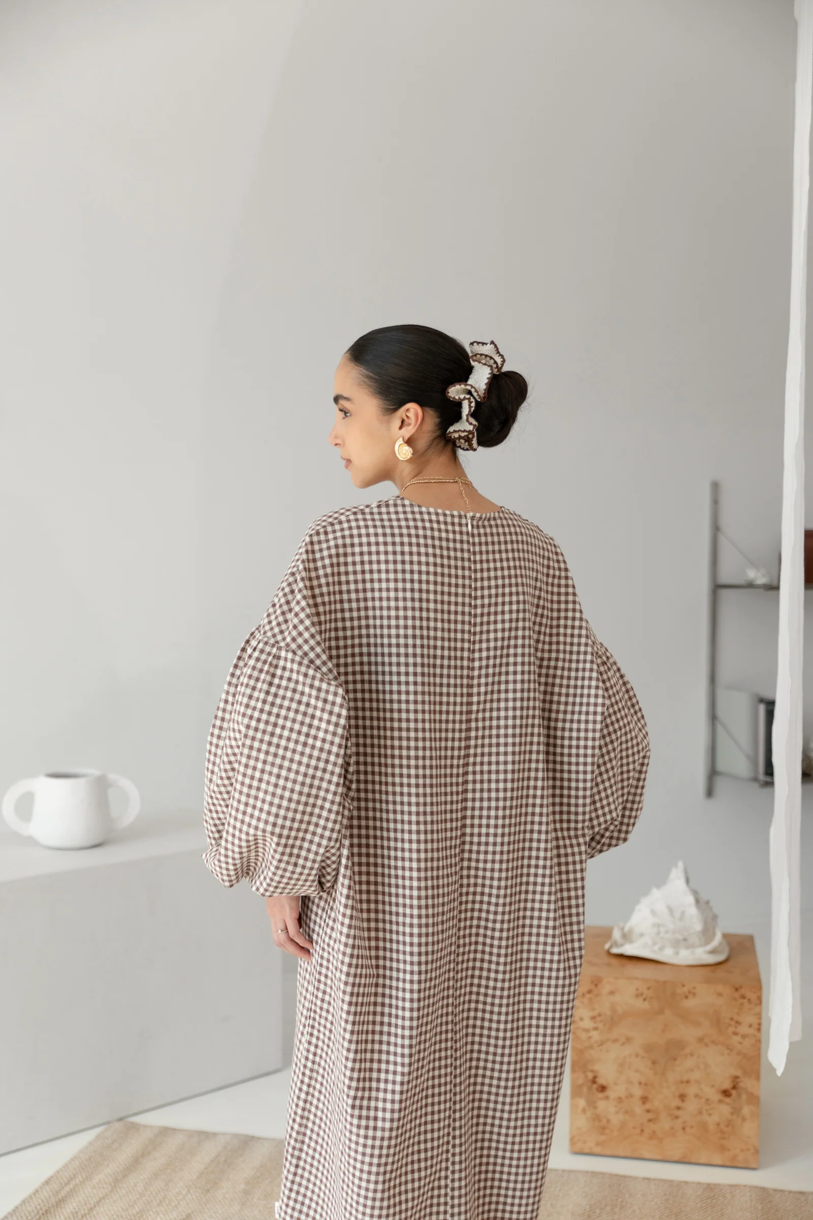 cmfe. oversized plaid dress - mocha - Image 3