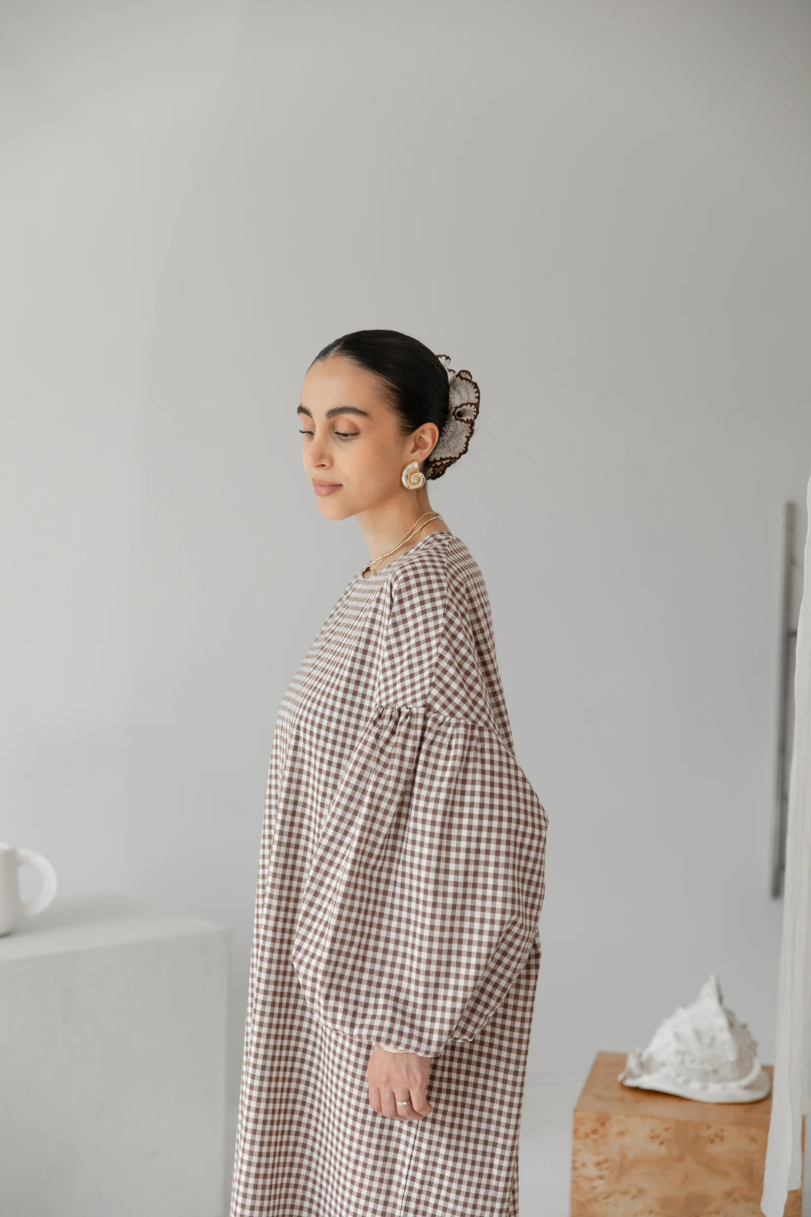 cmfe. oversized plaid dress - mocha - Image 4