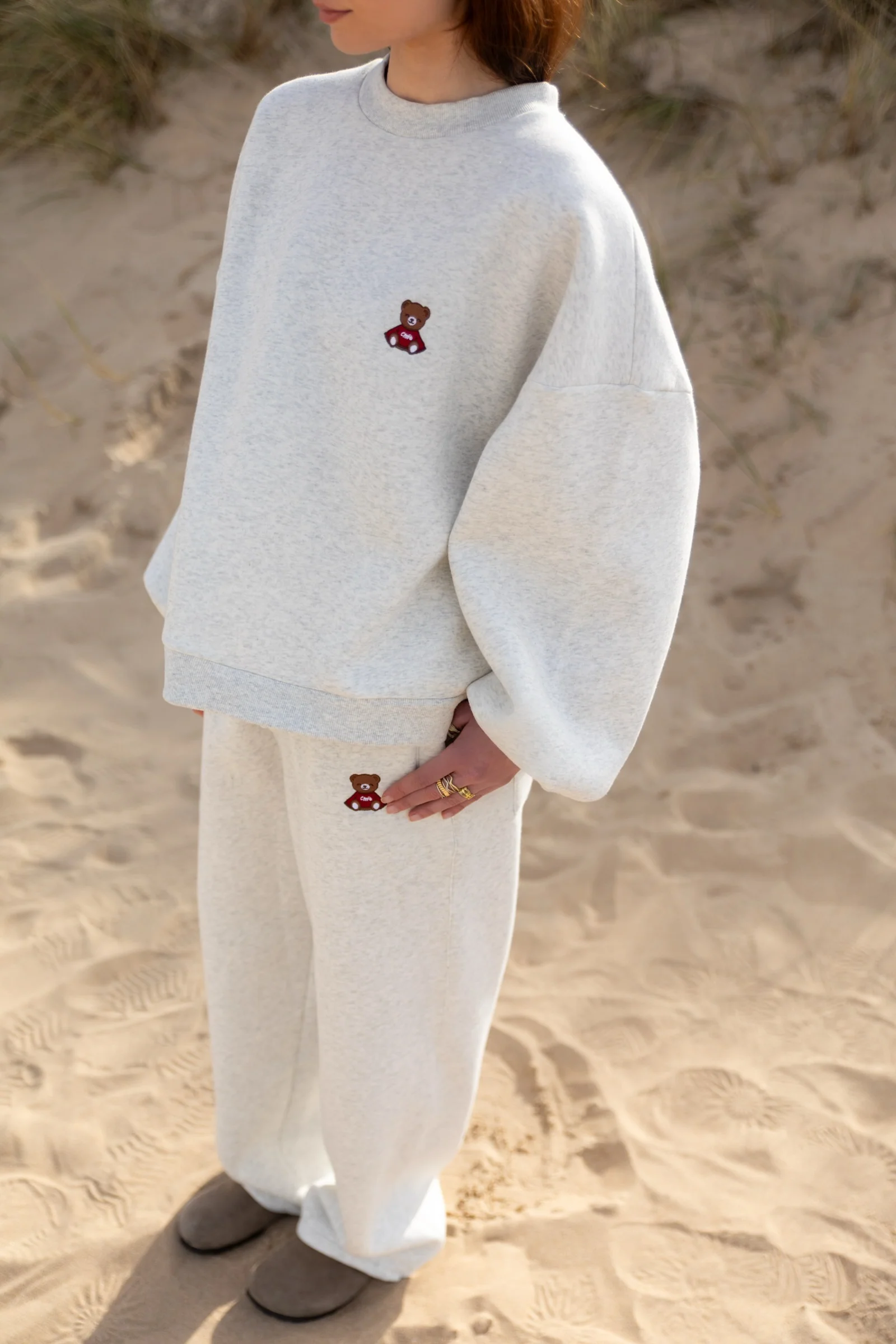 teddy bear oversized sweatshirt - oatmeal grey - Image 2